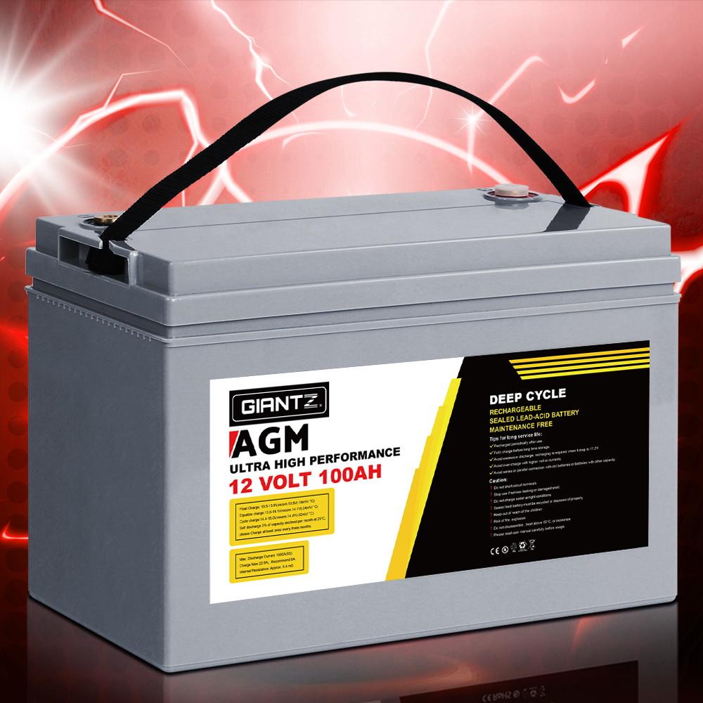 Giantz AGM Deep Cycle Battery 12V 120Ah Box Portable Solar Caravan