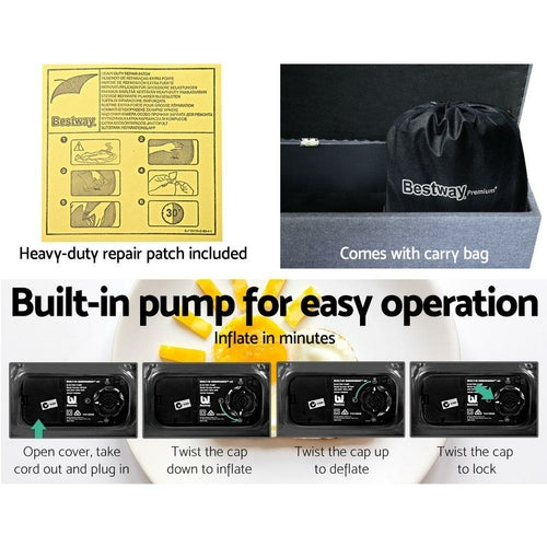 Queen Air Mattress with Built-in Electric Pump | Inflates in 5 Mins