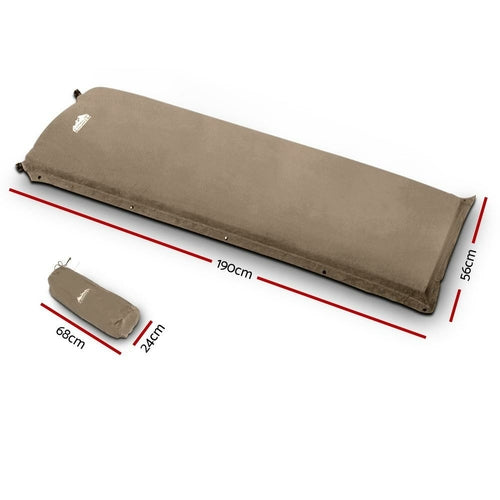 Self-Inflating Mattress - 10cm Thick Single (Coffee)