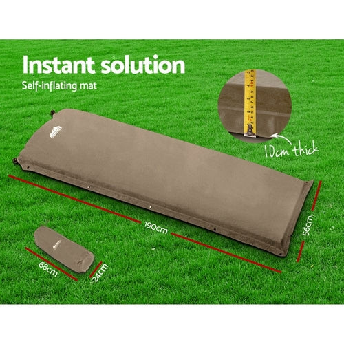 Self-Inflating Mattress - 10cm Thick Single (Coffee)