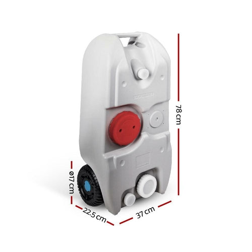 Weisshorn 40L Portable Wheel Water Tank Camping Caravan Storage Blue