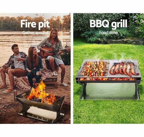Portable Steel Fire Pit BBQ | Folding Patio Heater