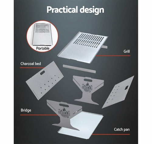 Portable Steel Fire Pit BBQ | Folding Patio Heater