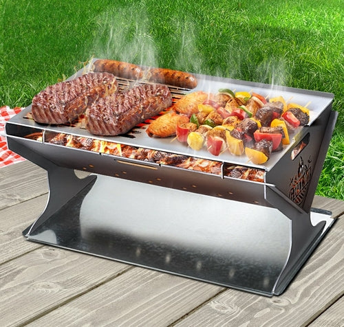 Portable Steel Fire Pit BBQ | Folding Patio Heater