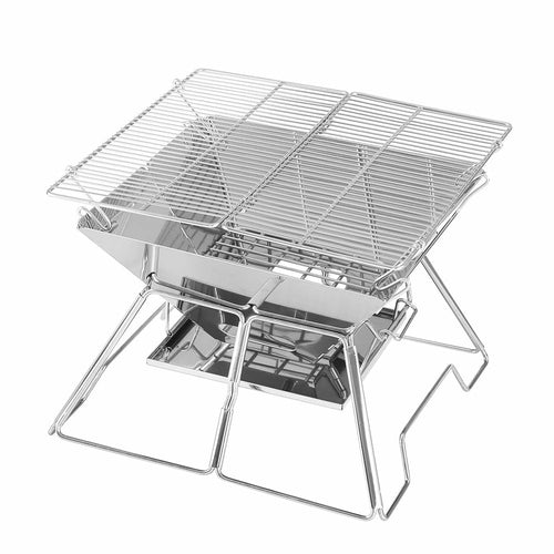 Portable Fire Pit BBQ | 2-in-1 Stainless Steel Grill & Smoker