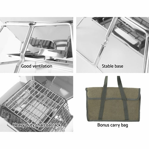 Portable Fire Pit BBQ | 2-in-1 Stainless Steel Grill & Smoker