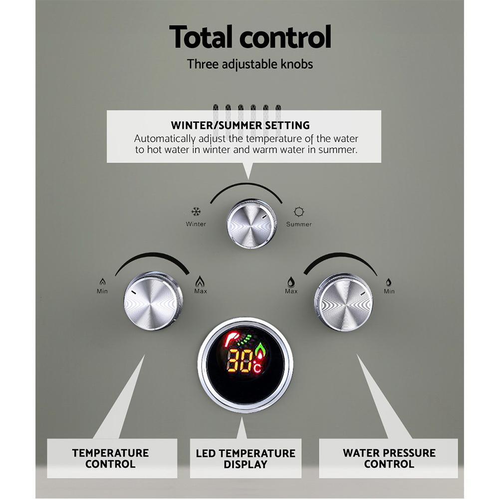 Devanti Portable Gas Water Heater 8L/Min LPG System Grey