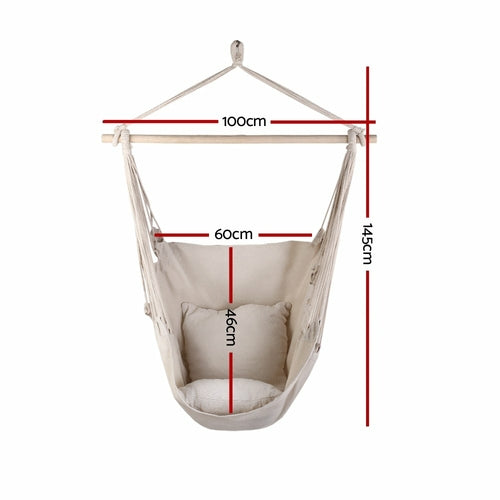 Hammock Swing Chair with Cushions | Indoor/Outdoor (Cream)
