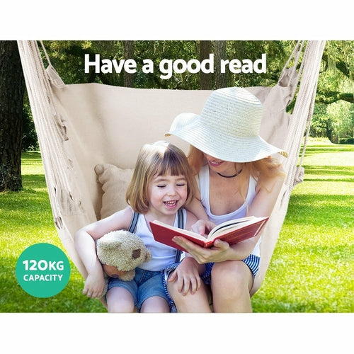 Hammock Swing Chair with Cushions | Indoor/Outdoor (Cream)