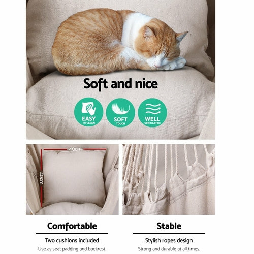 Hammock Swing Chair with Cushions | Indoor/Outdoor (Cream)