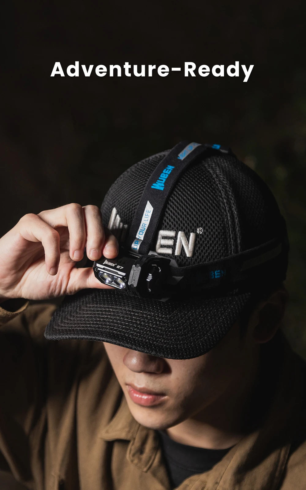 WUBEN E7 Rechargeable Headlamp – 1800 Lumens with 26650 Battery (Green) – Outdoor, Camping & Work Light