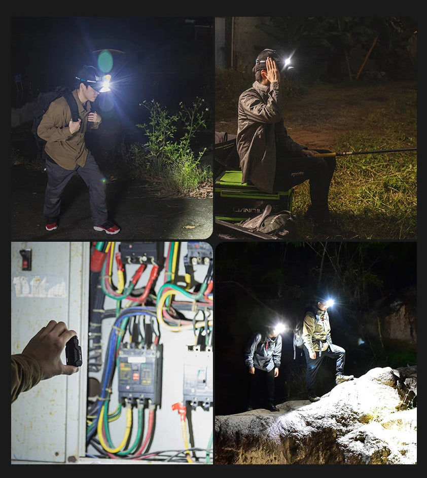 Collage of people using a flashlight in various settings with text 'Versatile in Any Setting'.