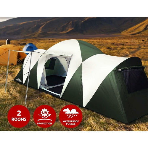 12-Person 3-Room Family Tent | Waterproof Dome Cabin
