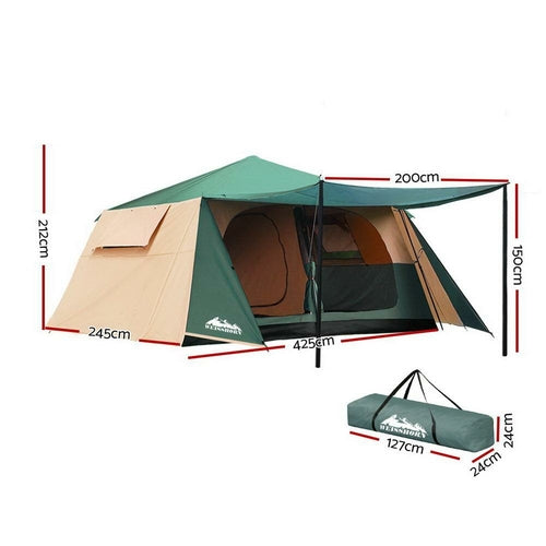 8-Person Instant Up Tent | 2-Room Cabin with Stand-Up Height