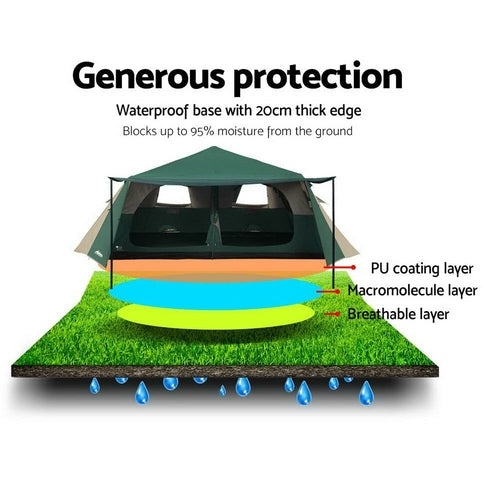 8-Person Instant Up Tent | 2-Room Cabin with Stand-Up Height