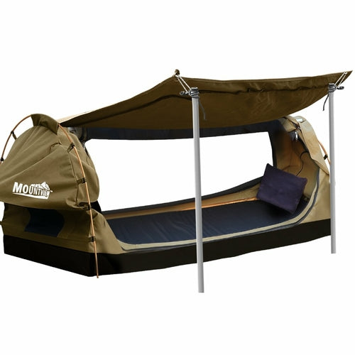 King Plus Single Canvas Swag | Heavy-Duty Dome Tent