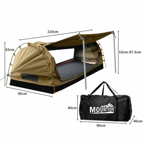 King Plus Single Canvas Swag | Heavy-Duty Dome Tent