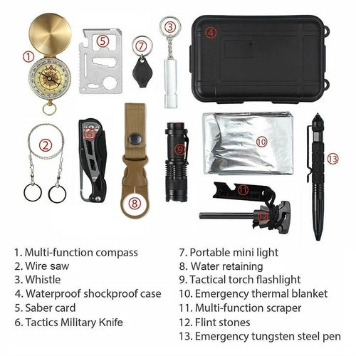 14-in-1 Emergency Survival Kit | Tactical Outdoor Gear & First Aid